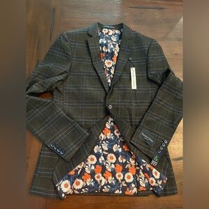 Paisley & Gray NWT 38 R Skinny Fit Suit Jacket Mens Plaid Floral Fall